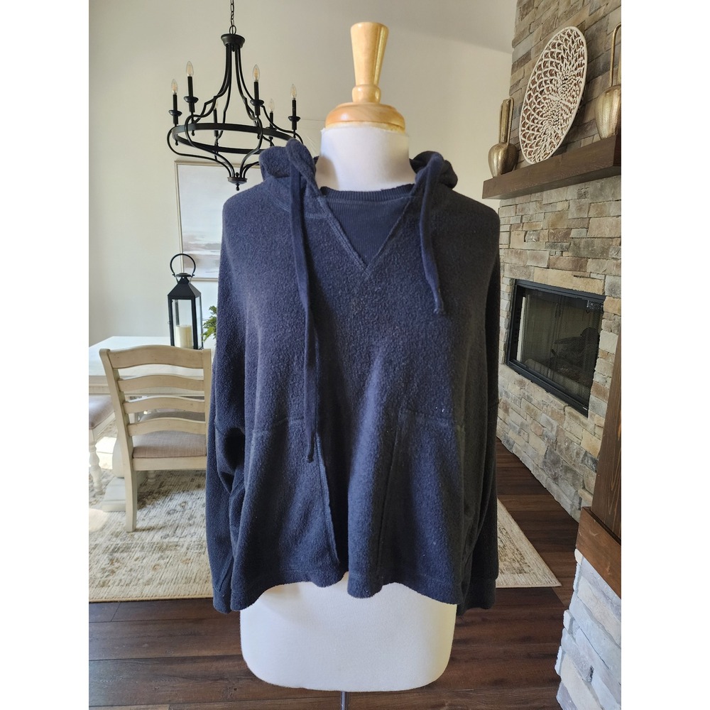 FP Movement Free People Work It Out Hoodie Charcoal Black Oversized Fleece XS/S